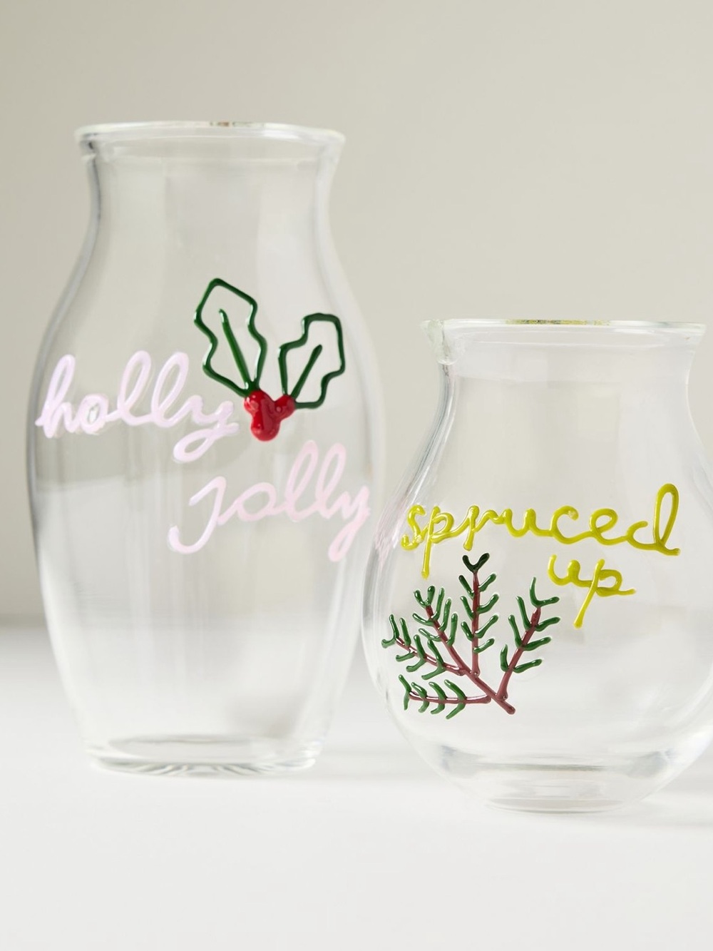 Anthro Holly Jolly Word Play Holiday Glass Vase